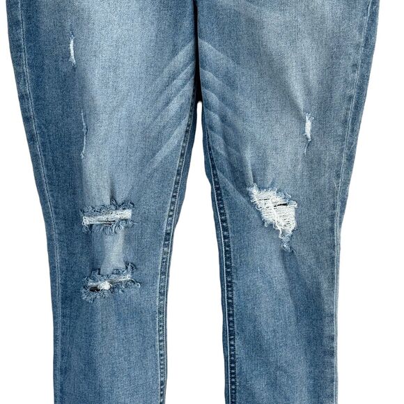 Express SZ 4 Cropped Legging Jeans High-Rise Stretch Zip-Fly Pockets Frayed Hems - Picture 3 of 11